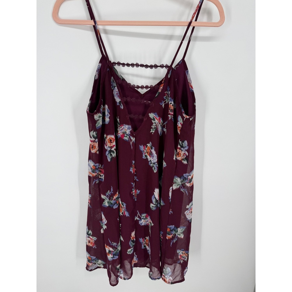 Pink Republic Maddy K Dress Women Medium Burgundy Floral Crochet Back Whimsygoth - Picture 5 of 8